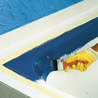 DIY bathtub painting using epoxy enamel and liquid acrylic