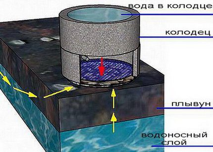 Strainer at the bottom of the well