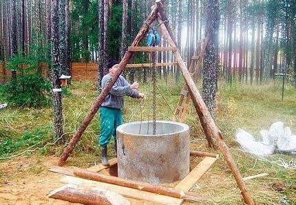 Einbau von Ringen in den Schacht