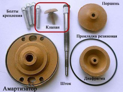 Parts of the repair kit for the brook pump