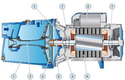 Diagram zasnove centrifugalne črpalke