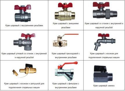 Types and design of ball water taps