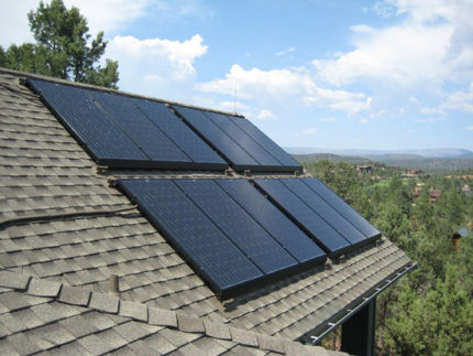 Solar battery on the roof of a house