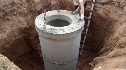 Pit for installation of a concrete well
