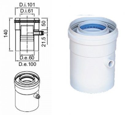 Condensaatcollector voor coaxiale schoorsteen