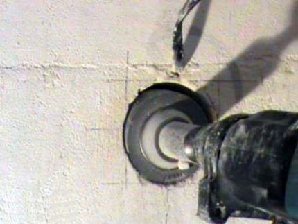 Hole in concrete for socket box