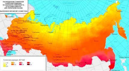 Solar radiation intensity map