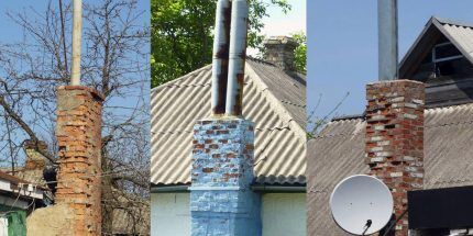 Chimney made of asbestos cement pipes