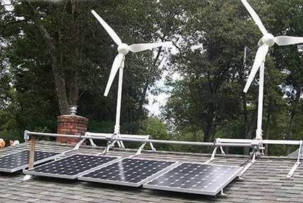 Solar energy and wind turbines