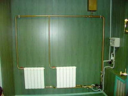 Two-pipe heating in a private house