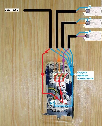 Three-gang switch with socket