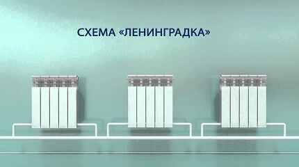 Scheme of Leningradka - single-pipe heating system