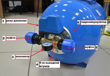 How to correctly connect a hydraulic accumulator to the water supply system 