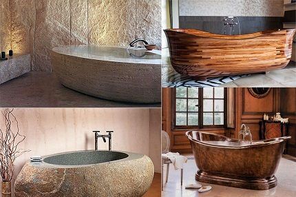 Stone, copper and wood baths