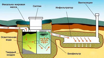 The process of treating wastewater in a septic tank Tank
