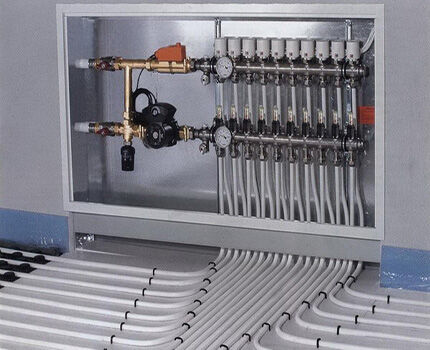 Distribution manifold for heated floors