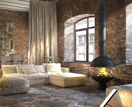 Loft style and heat-resistant brick