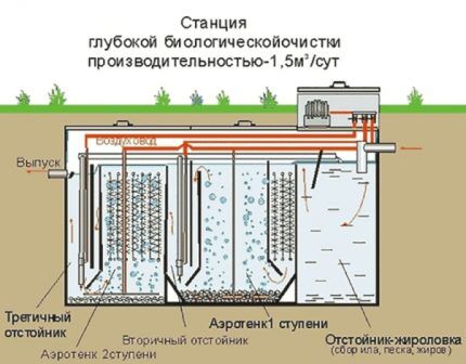 Septic tank for three chambers