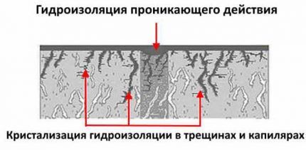 Prasiskverbiančios hidroizoliacijos poveikis