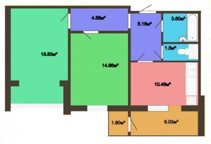 Schema van een tweekamerappartement