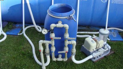 Example of piping for a pressure filter system