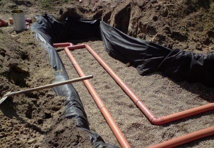 Filtration field for septic tank