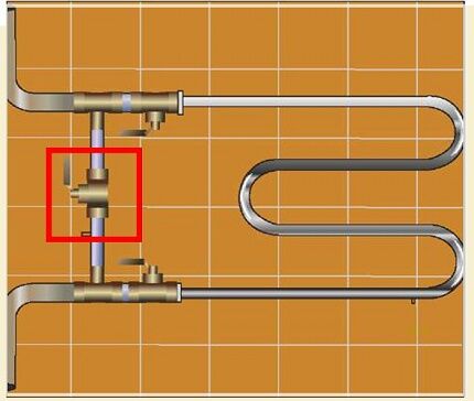 How to connect a heated towel rail to a riser via a bypass