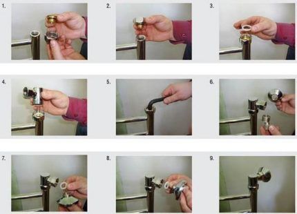 Instructions from the heated towel rail manufacturer for correct connection