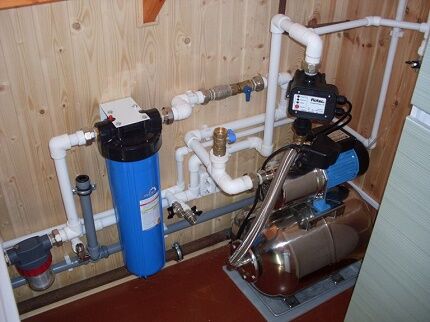 The internal part of the water supply system of a private house