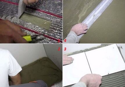 Stages of laying insulation and screeding