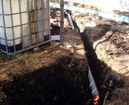 Installation of a septic tank and laying of a pipeline