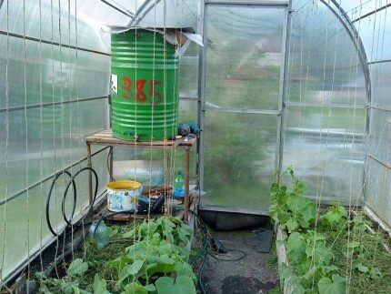 Drip irrigation system in a greenhouse