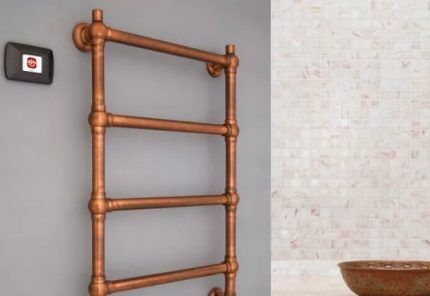 Copper heated towel rail