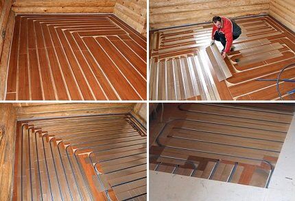 Installation of a warm water floor under linoleum 