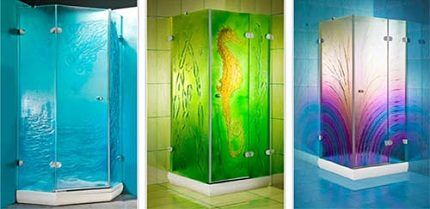 Shower cabin made of colored glass