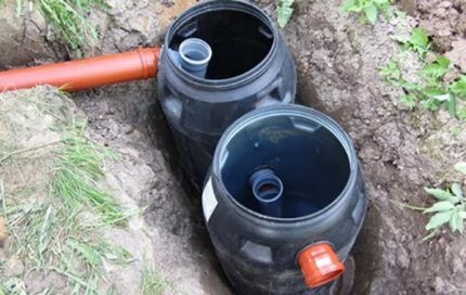 Cesspool made of two barrels