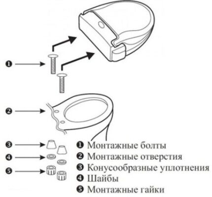 Installation of the toilet lid