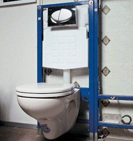 Installation of a wall hung toilet