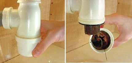 Clogged sink siphon