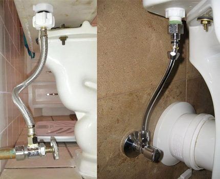 Separate tap with flexible connection to the toilet cistern