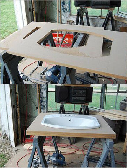 Cutting a hole for a wall-mounted sink