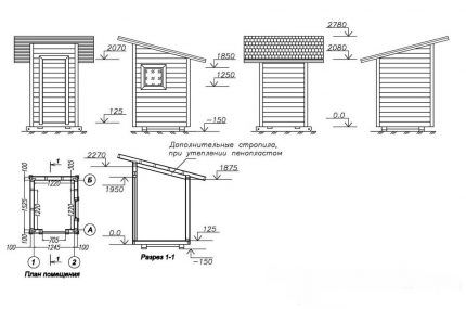 Drawing of toilet facades