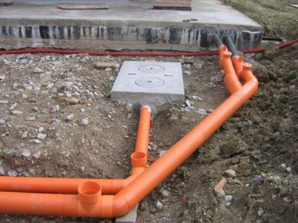 Installation of an external sewage system