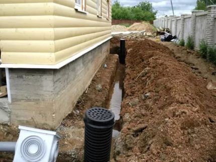 Laying depth of drainage pipes