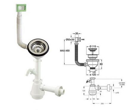 Conception de drain complète avec trop-plein