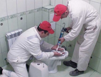 Installing a toilet with glue