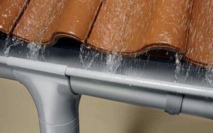Gutter for long pitched roof