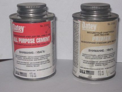 Glue and solvent from the same company