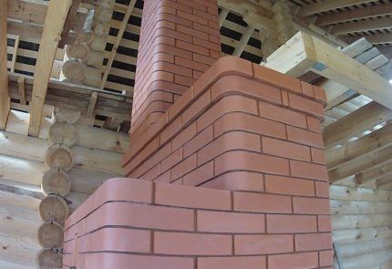 Brick chimney above fireplace