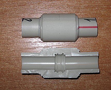 Socket connection of two pipes with a coupling